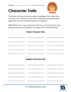 Character Traits Worksheets - 15 Worksheets.com