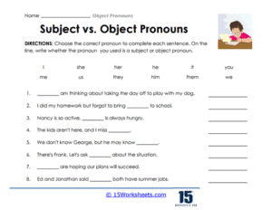 Object Pronouns Worksheets Parts of Speech 15 Worksheets com