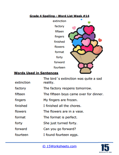Week #14 Word List - E & F Words