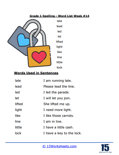 Week #14 Word List - L Words