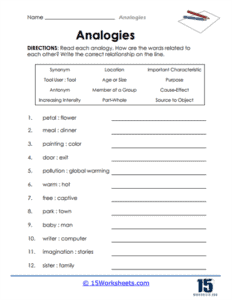 Analogies Worksheets - 15 Worksheets.com