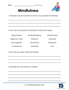 Mindfulness Worksheets - 15 Worksheets.com