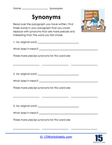 Synonyms Worksheets - 15 Worksheets.com