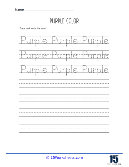 Purple Penmanship Worksheet