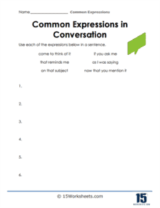 Common Expressions Worksheets | Language - 15 Worksheets.com