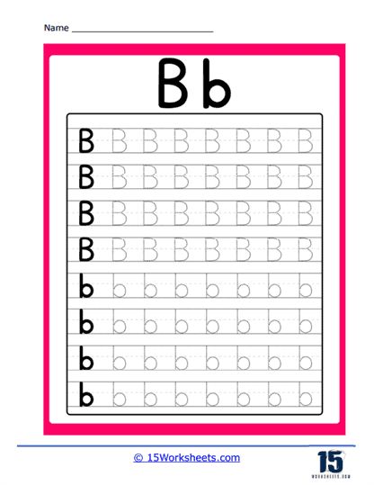 B Penmanship Practice Worksheet