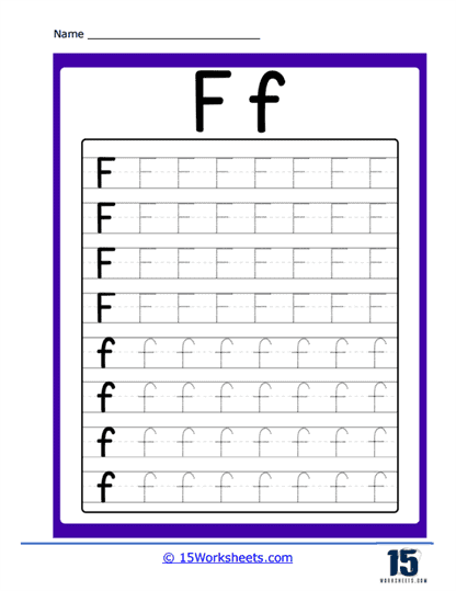Penmanship F Practice Worksheet