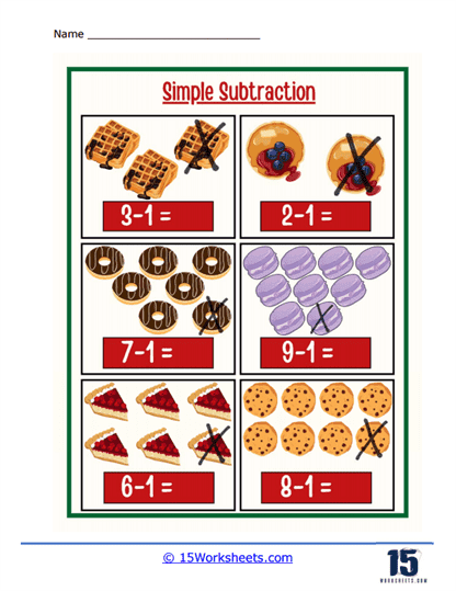Sugary Foods Subtraction Worksheet