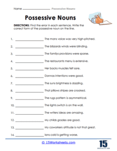 Possessive Nouns Worksheets - 15 Worksheets.com