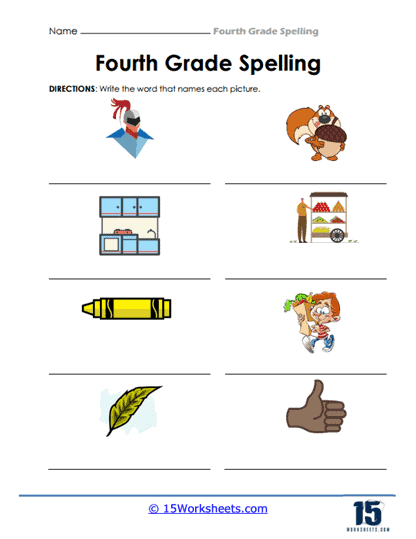 Pictures to Words Worksheet
