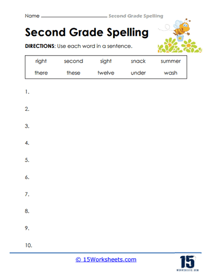 2nd Grade Sentences Worksheet