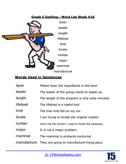 Week #16 Word List - L & M Words