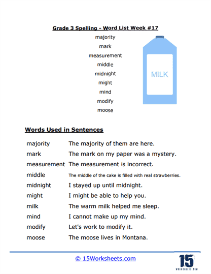 Week #17 Word List - M Words