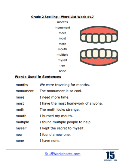 Week #17 Word List - M & N Words