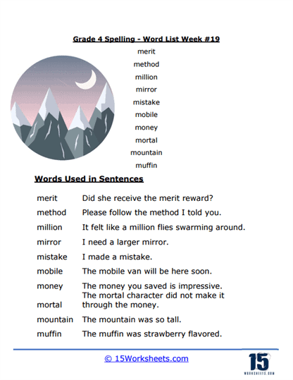 Week #19 Word List - M Words