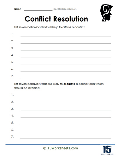 Conflict Resolution Worksheets - 15 Worksheets.com
