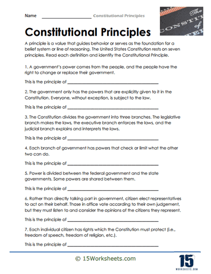 Constitutional Principles Worksheets