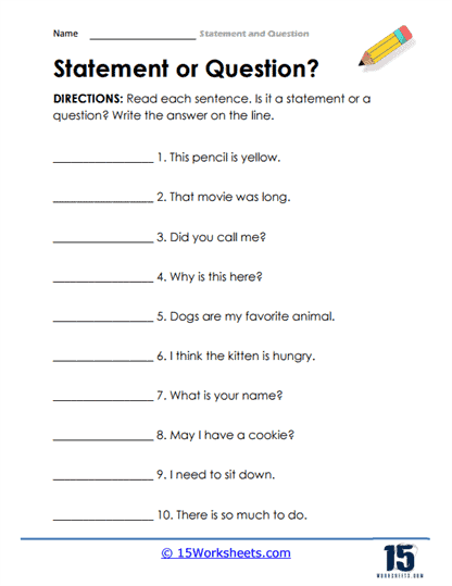 Statements and Questions Worksheets - 15 Worksheets.com