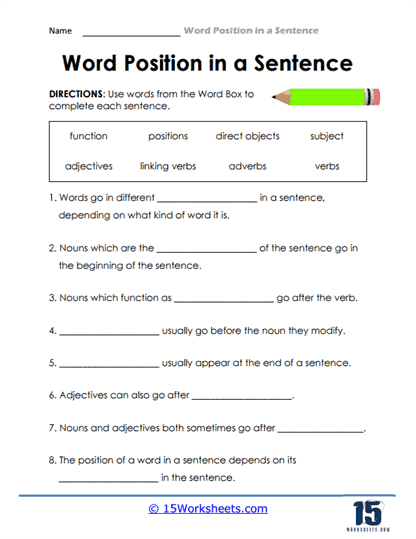 Word Position in a Sentence #2