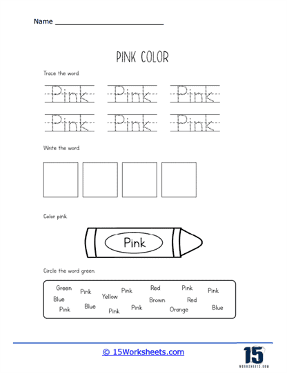 Pink Skills Worksheet