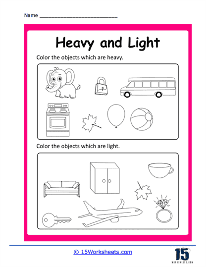 Heavy and Light Worksheet