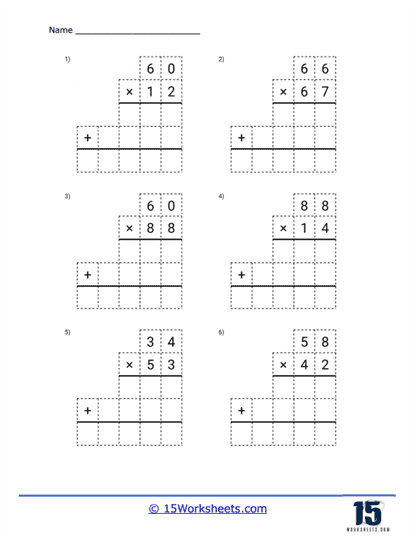 Grid Style 2 x 2 Products Worksheet