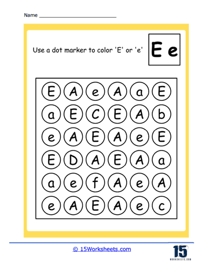 E Dot Marker Worksheet
