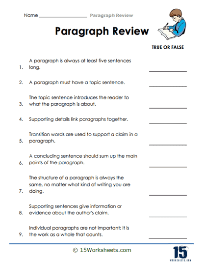 Paragraph Review Worksheets