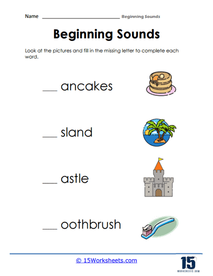 Beginning Sounds Worksheets - 15 Worksheets.com