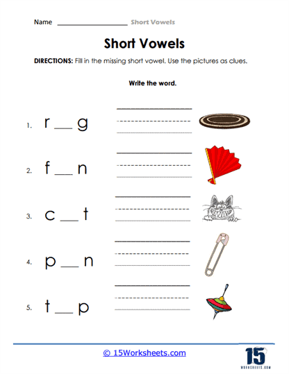 Short Vowel Worksheets