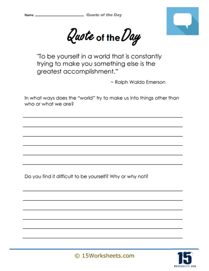 Quote of the Day Worksheets - 15 Worksheets.com