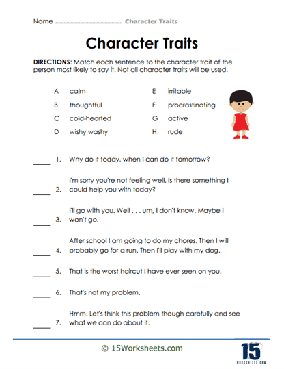 Character Traits Worksheets Worksheets Com