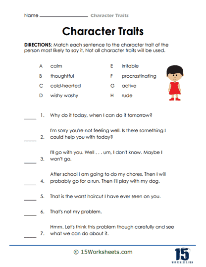 Character Traits Worksheets - 15 Worksheets.com