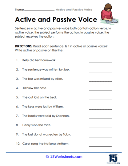 Active And Passive Voice Worksheets 15 