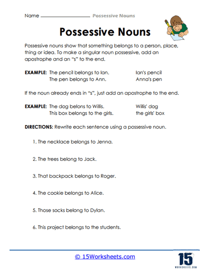 Possessive Nouns Worksheets 15 Worksheets com