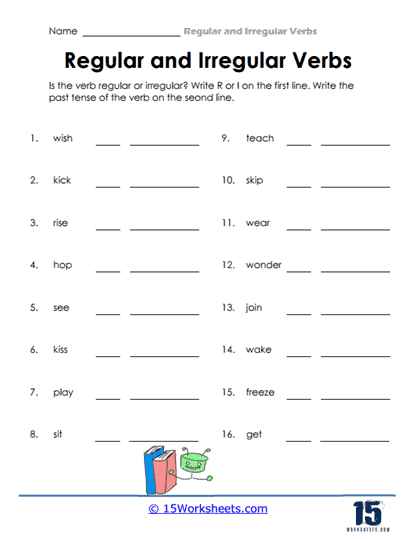 Regular And Irregular Verbs Worksheets 15 