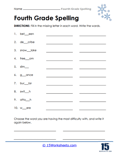 4th Grade Spelling Words Worksheets - 15 Worksheets.com