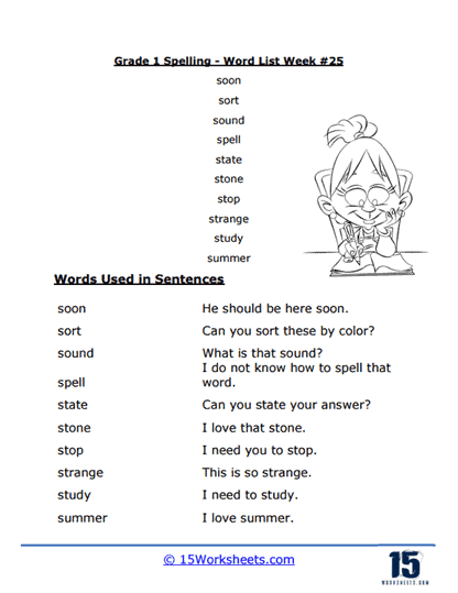 Week #25 Word List - Even More S Words