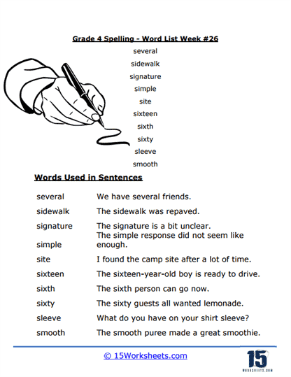Week #26 Word List - S Words