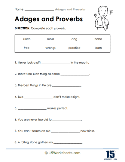 Complete the Proverb Worksheet