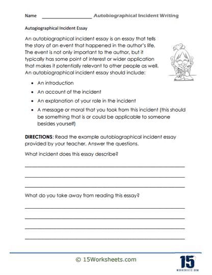 Autobiographical Writing Worksheets