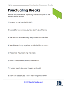 Pauses Worksheets | Enhance Writing Flow - 15 Worksheets.com