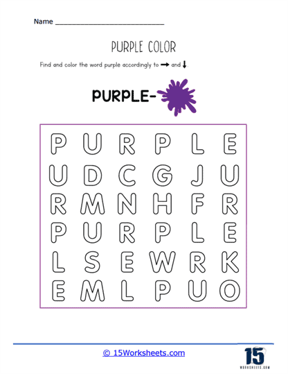 Purple Word Find Worksheet
