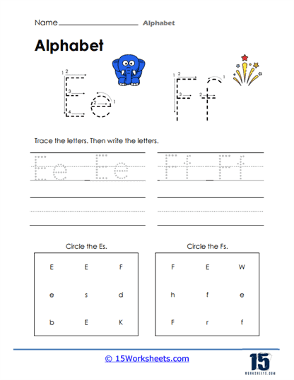 E and F Puzzle Worksheet