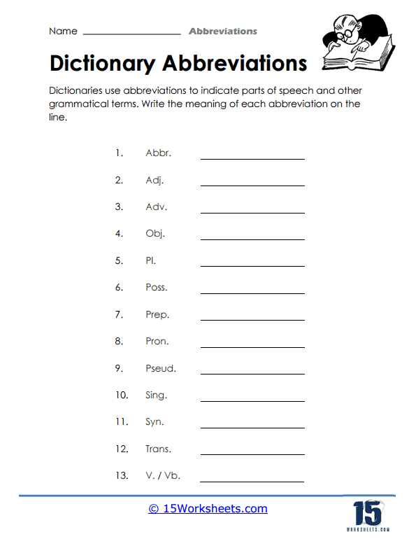Dictionary Abbreviations