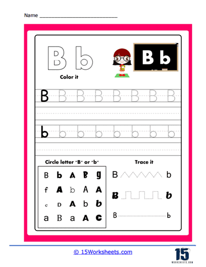 Color, Circle, and Trace B Worksheet