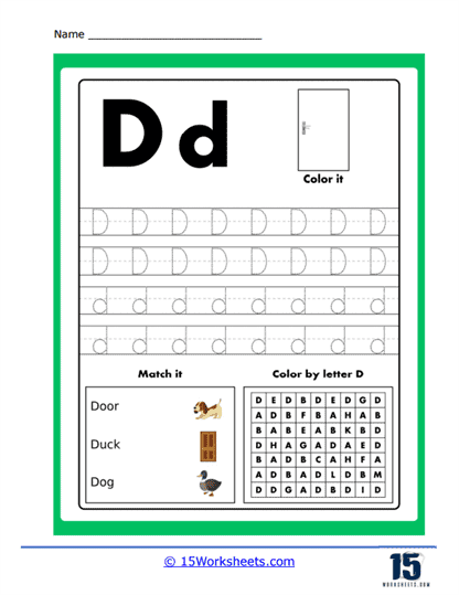 Color, Write, Match Puzzle Worksheet