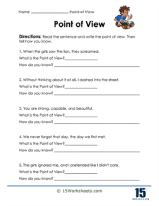 Point of View Worksheets | Reading Skills - 15 Worksheets.com