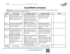 Text Complexity Analysis Worksheets - 15 Worksheets.com