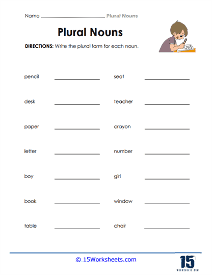 Plural Nouns Practice Worksheet